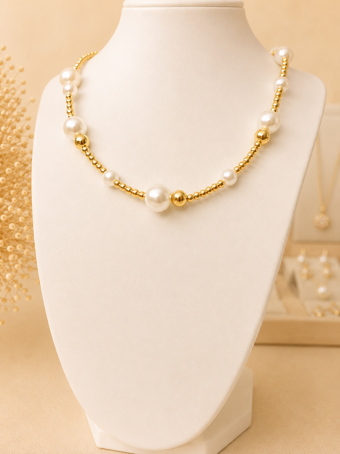 Golden Pearl Elegance Necklace