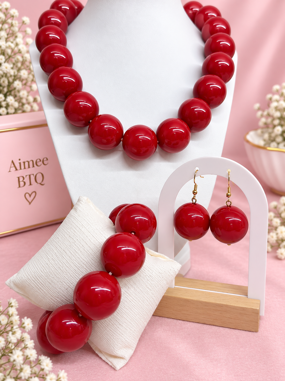 Ruby Red Glam Beaded Set