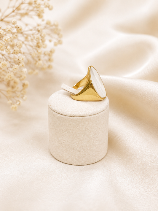 Golden Pearl Adjustable Ring