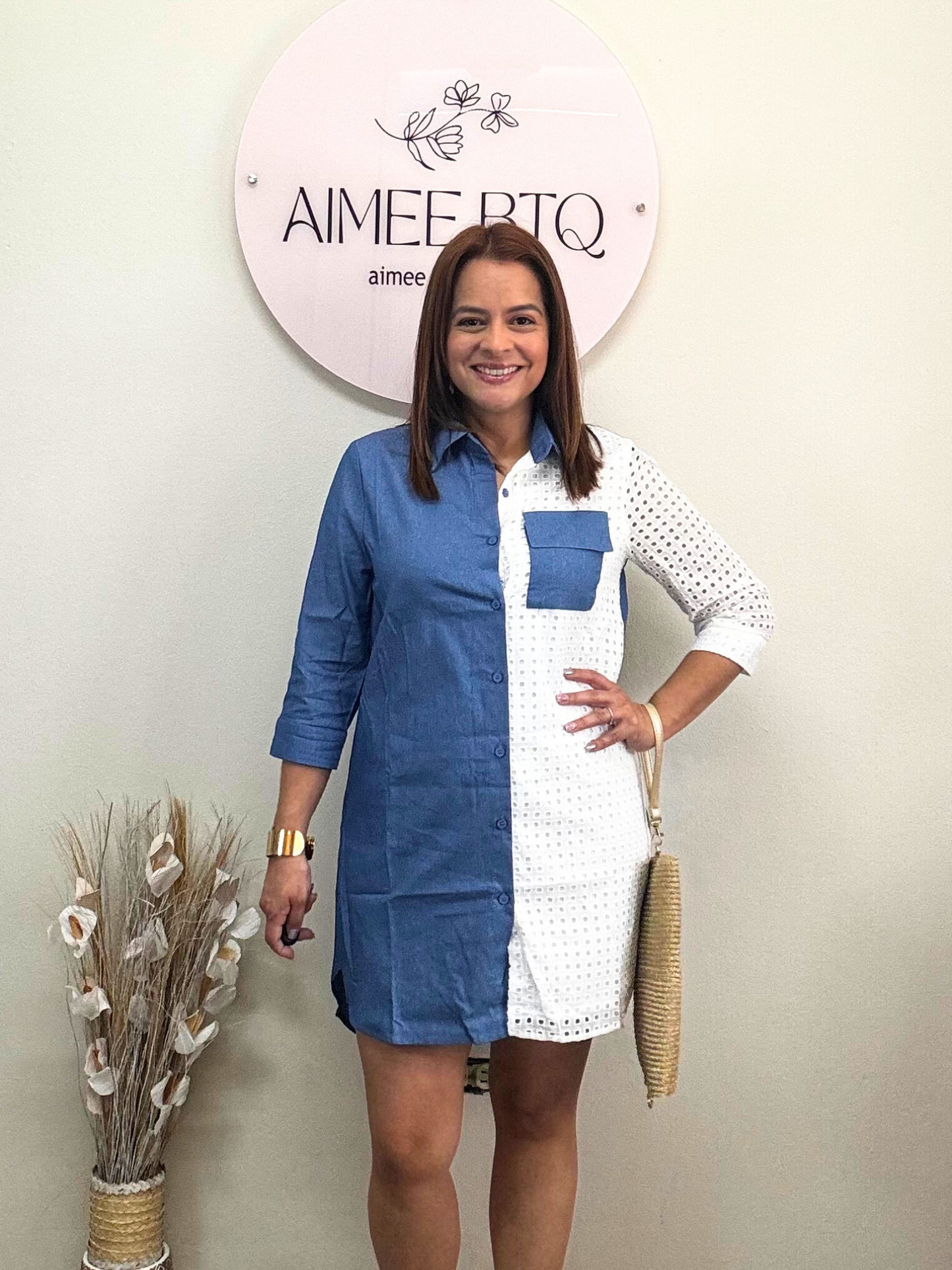 Chic Contrast Shirt Dress