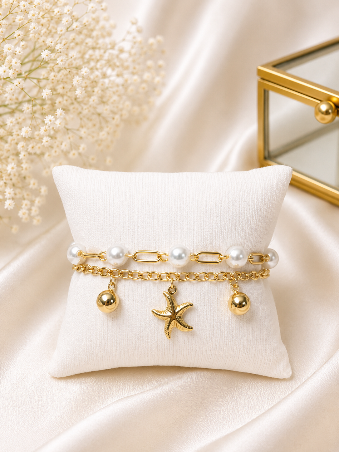 Coastal Pearl Charm Bracelet ✨🌊