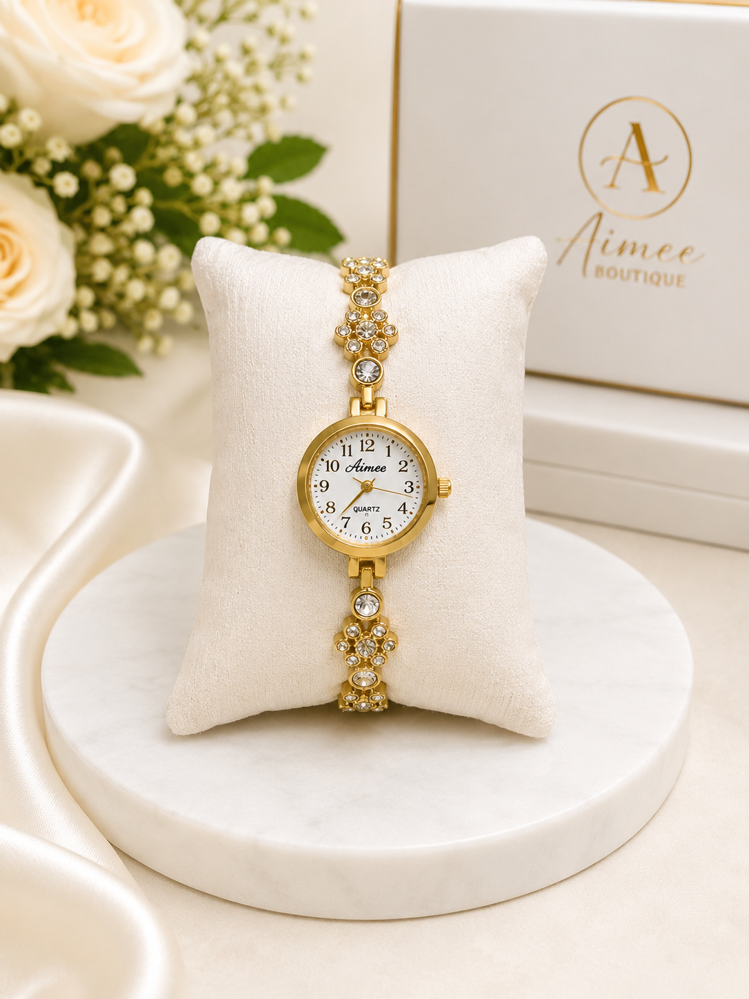 Golden Blossom Crystal Watch