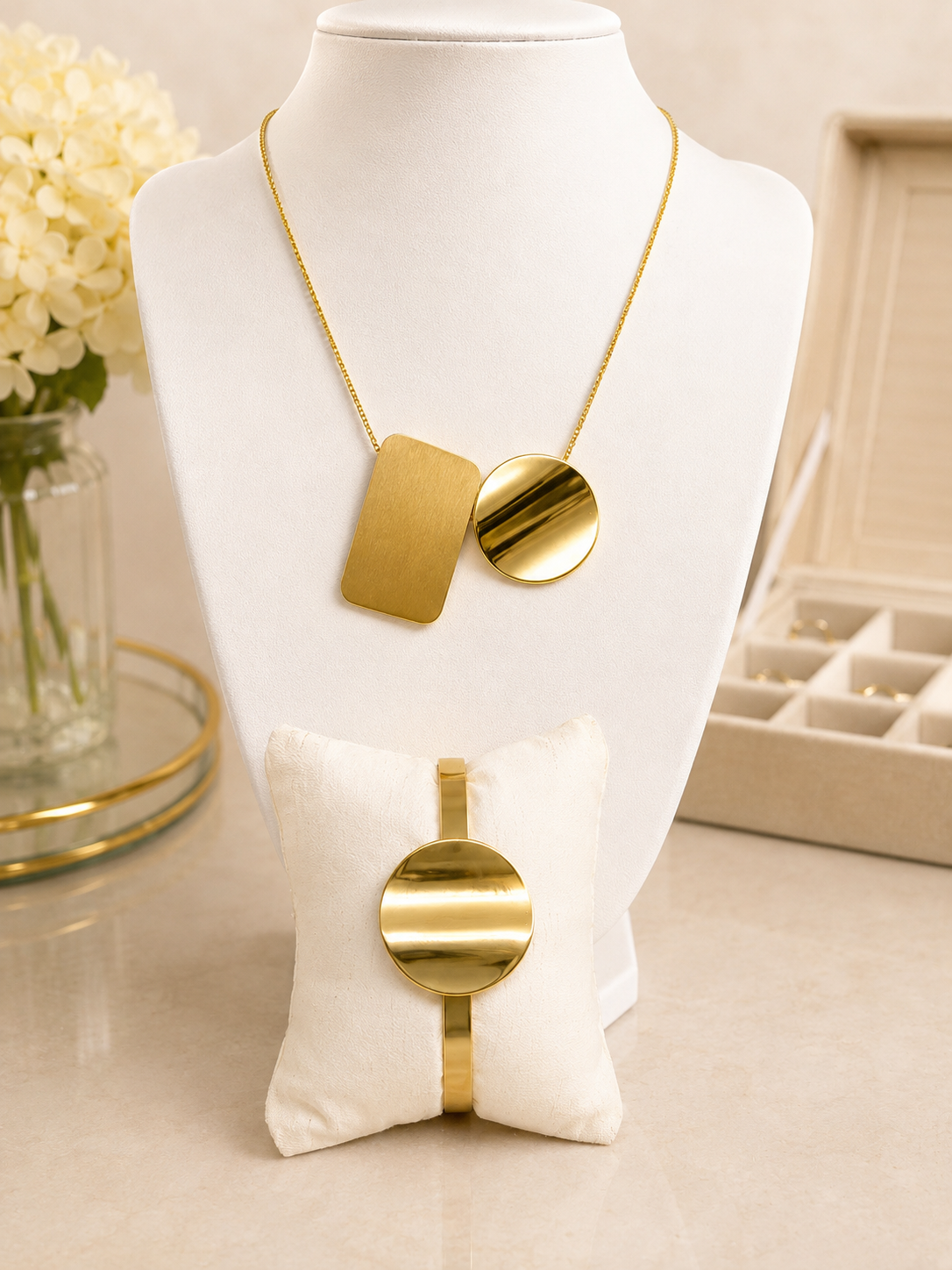 Golden Harmony Geometric Jewelry Set