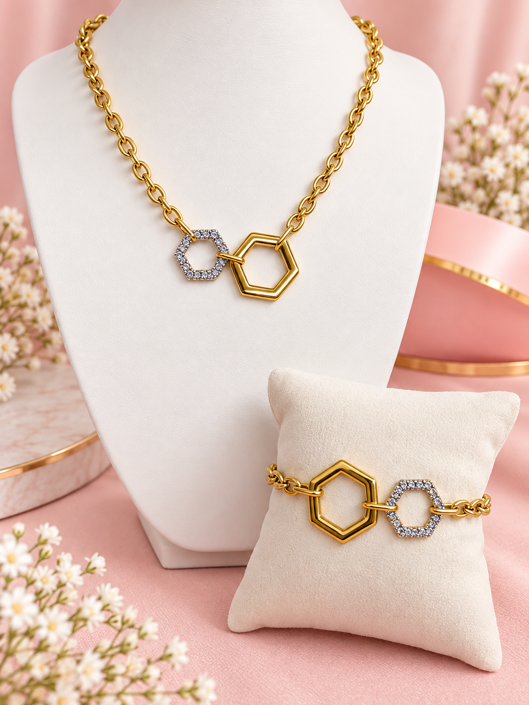 Golden Hexagon Crystal Set