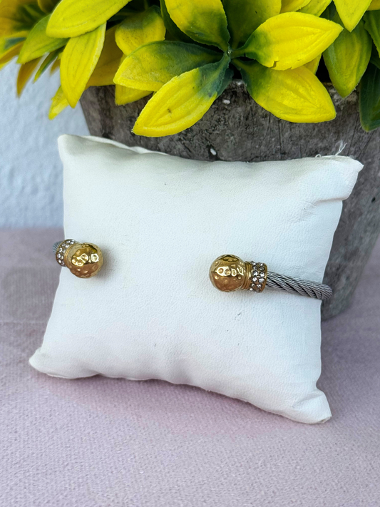 Hammered Gold Cable Bracelet
