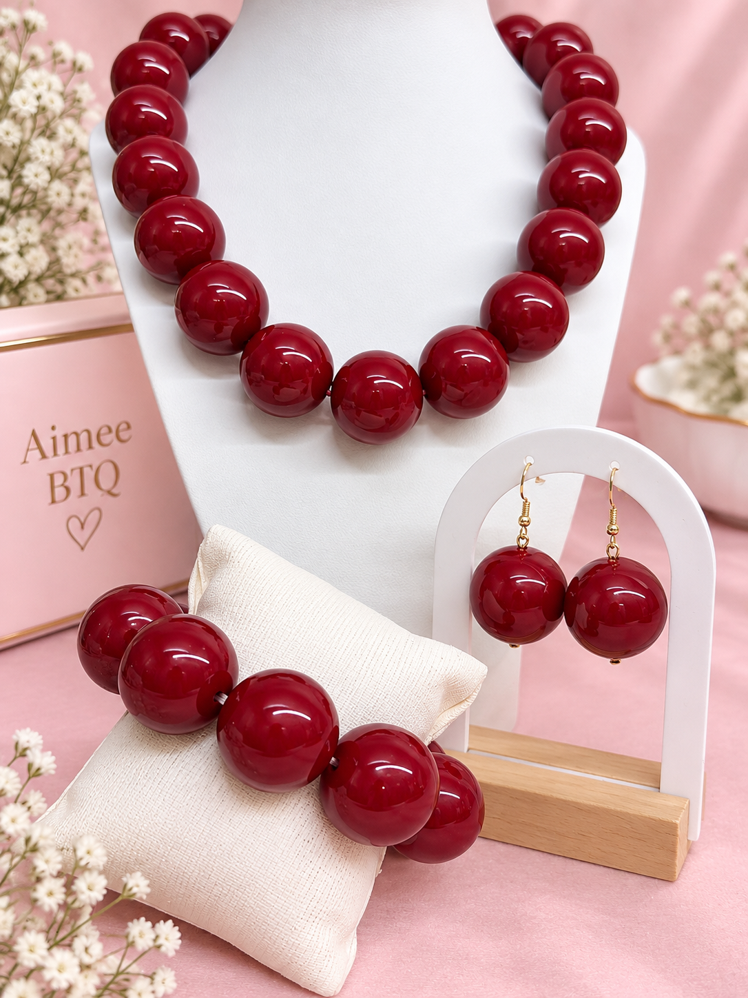 Burgundy Luxe Beaded Set
