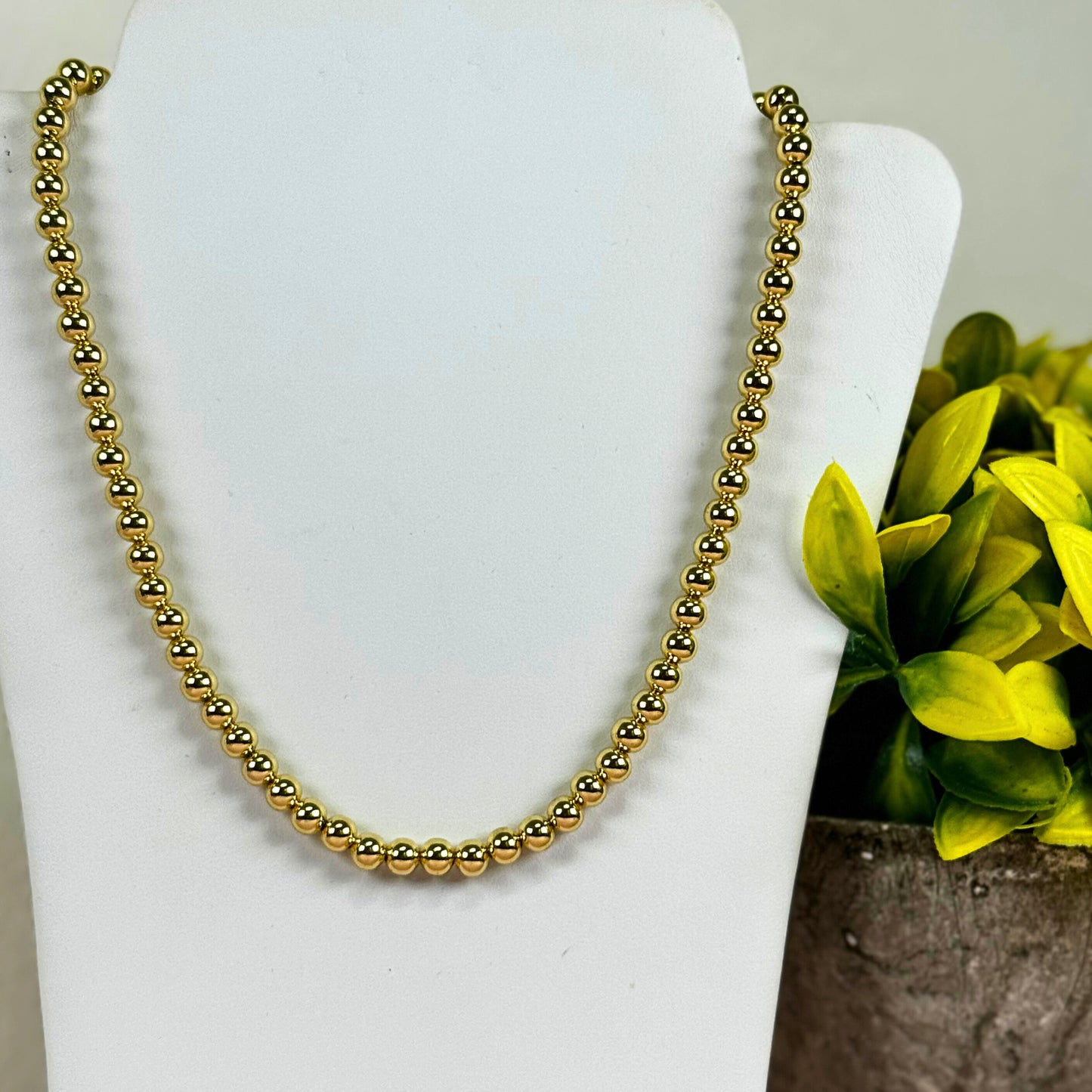 ✨ Golden Bead Chain Necklace