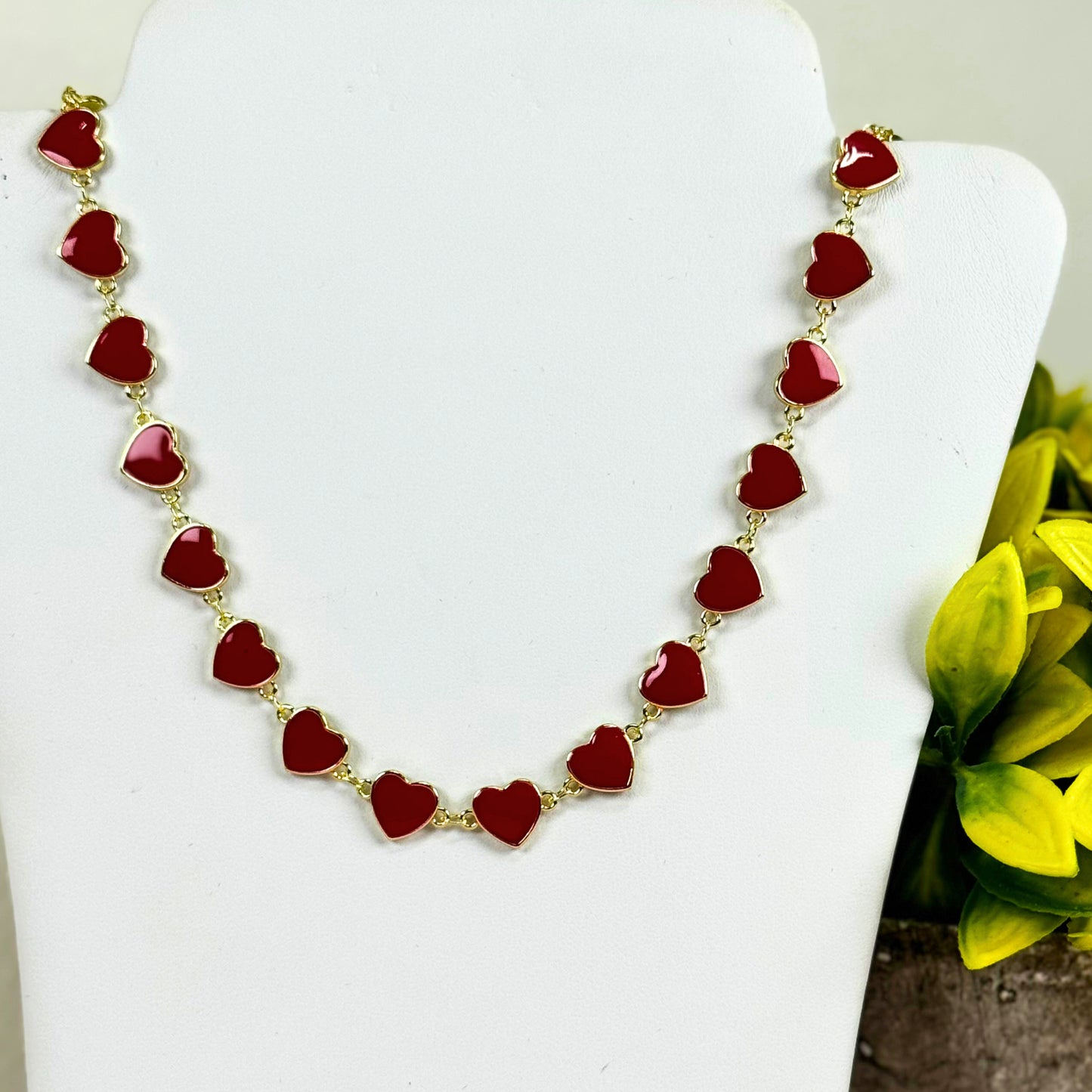 ❤️ Red Enamel Heart Chain Necklace ❤️