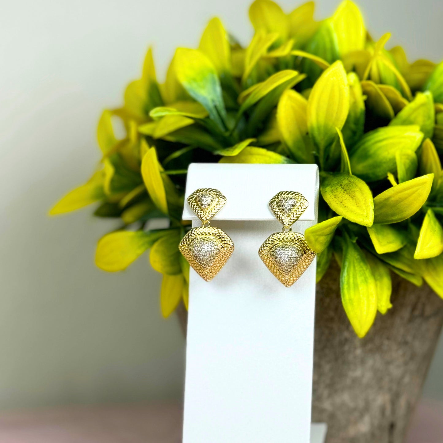 ✨ Golden Diamond Statement Earrings