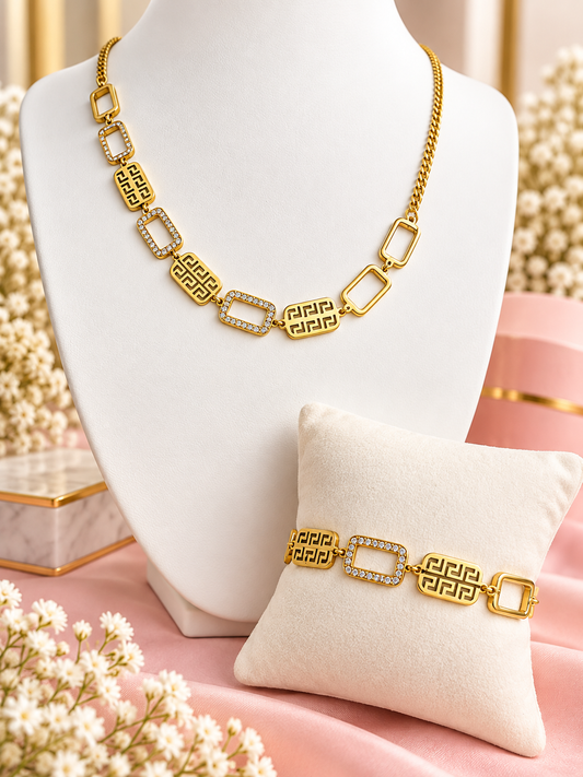 Golden Elegance Geometric Stainless Steel Set