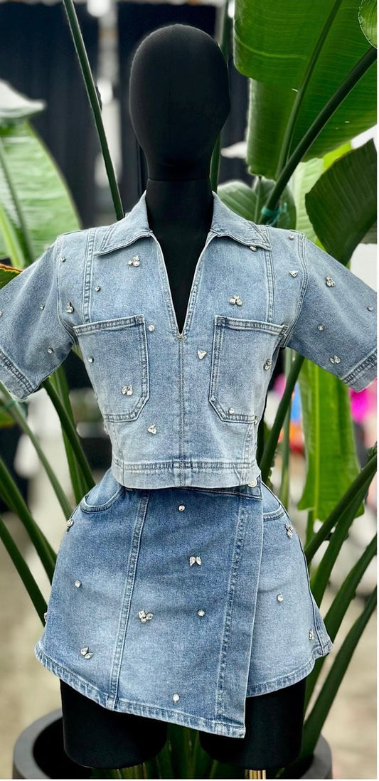 Denim Top and Skirt