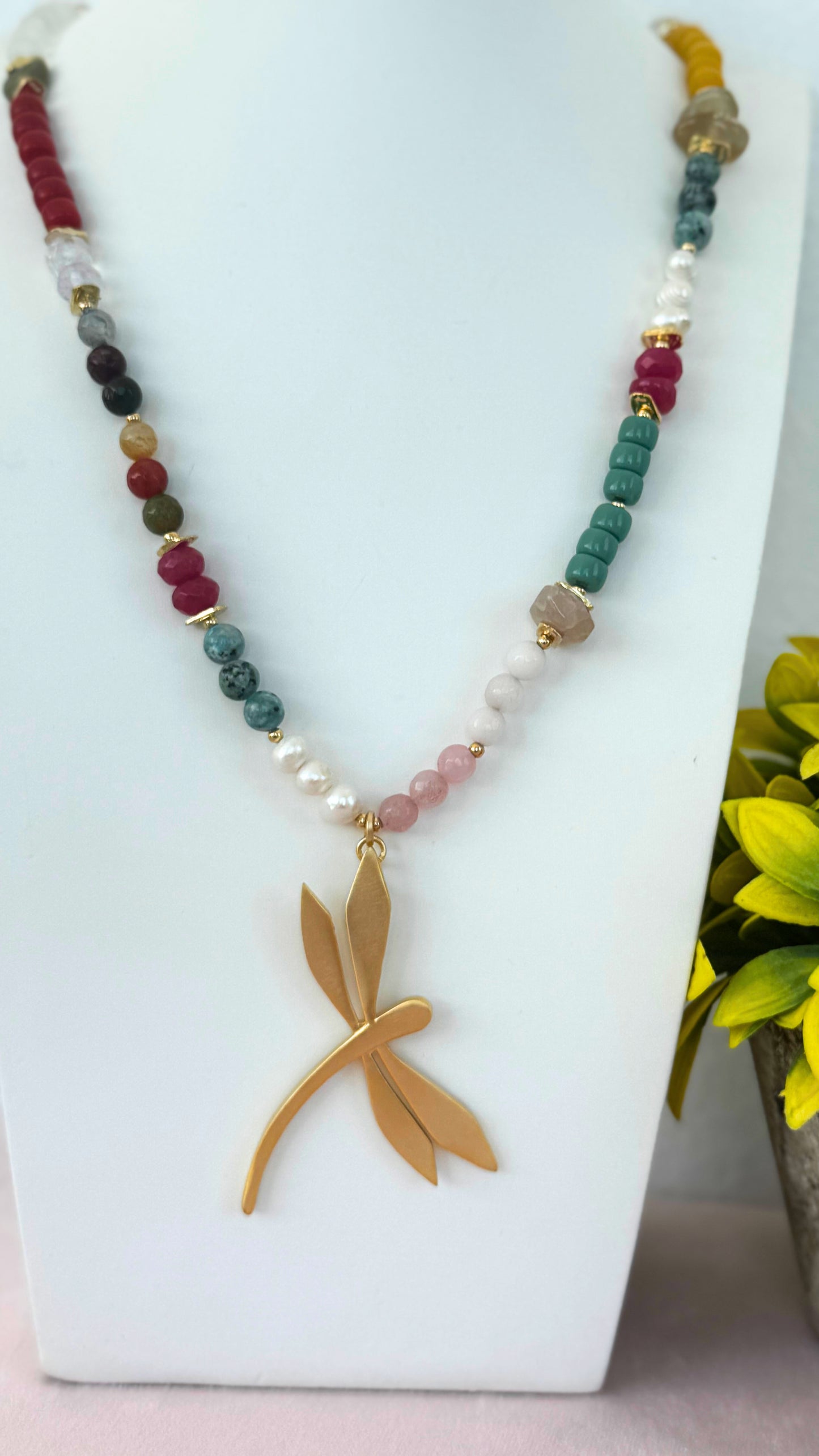 Golden Dragonfly Necklace