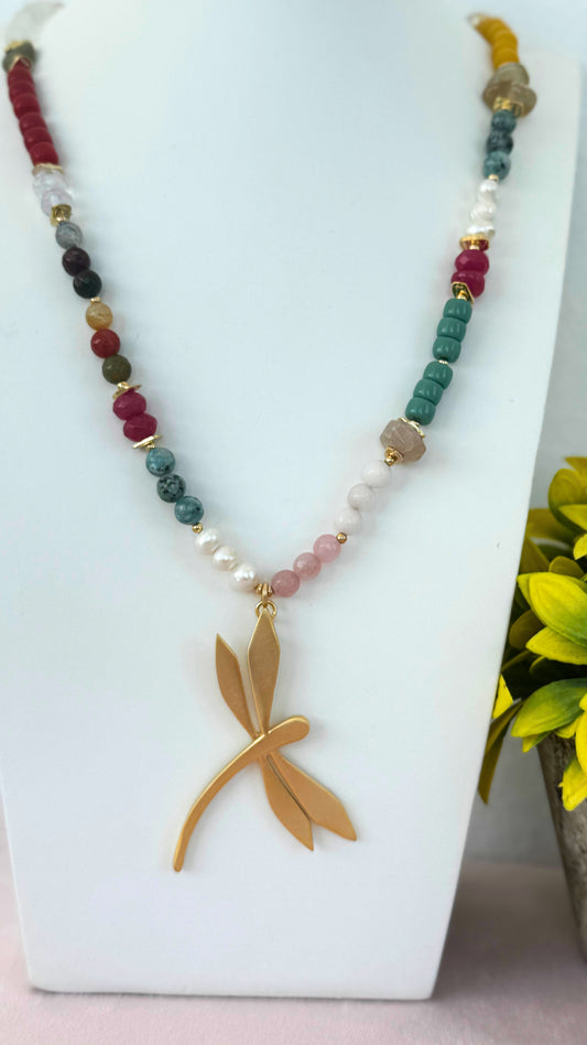 Golden Dragonfly Necklace