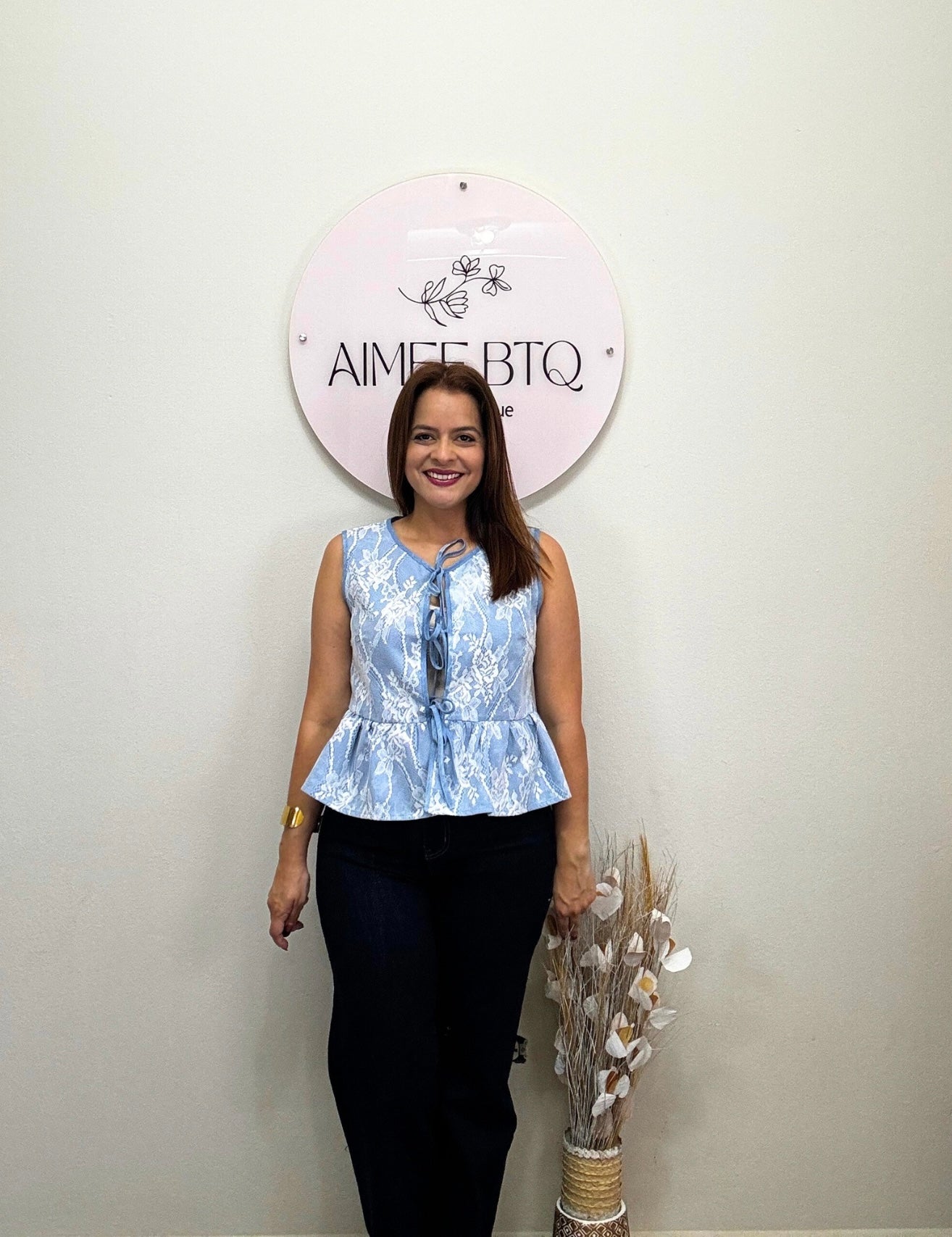 Camila Lace Up Peplum Top