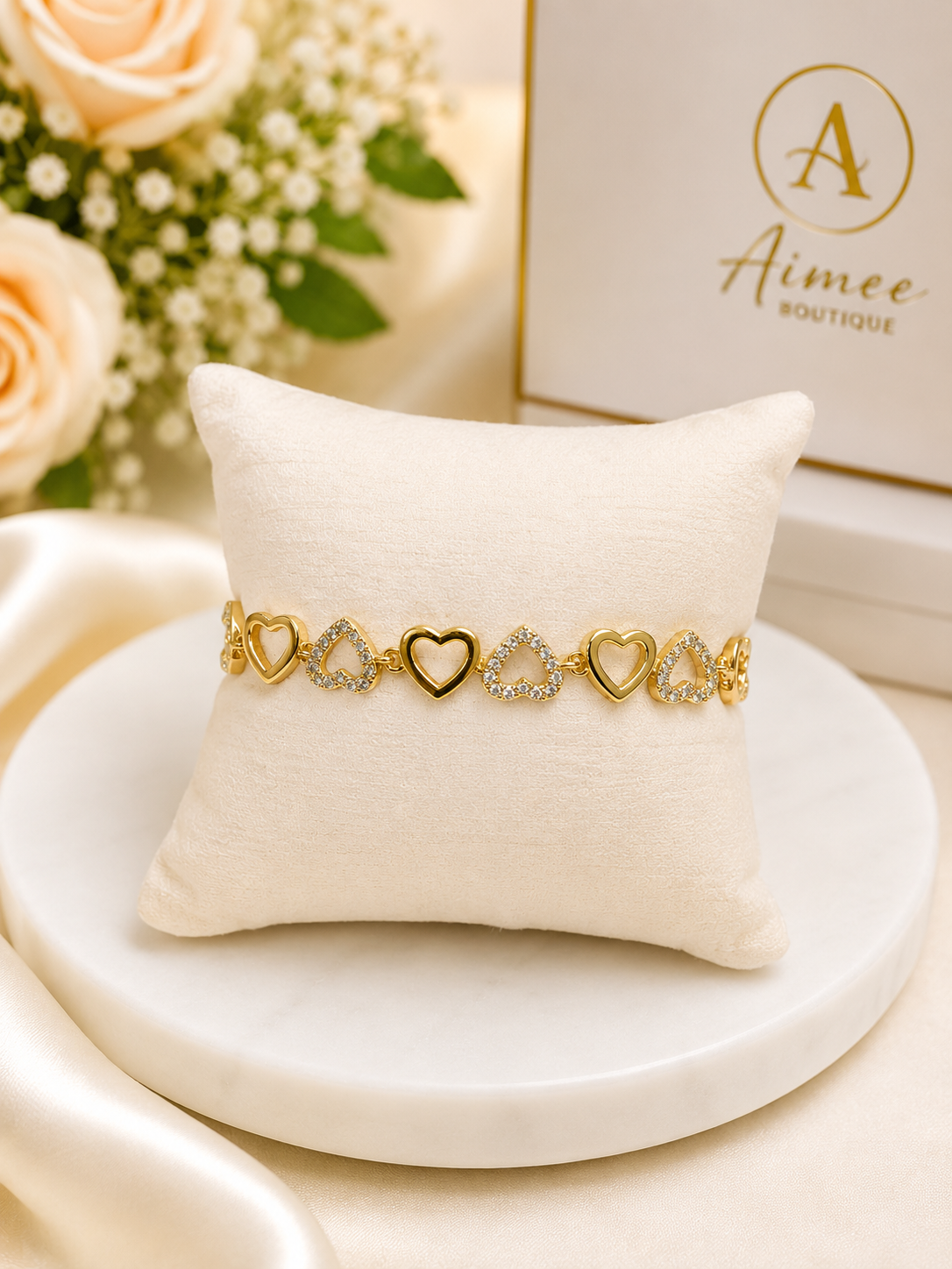 Golden Hearts Crystal Bracelet