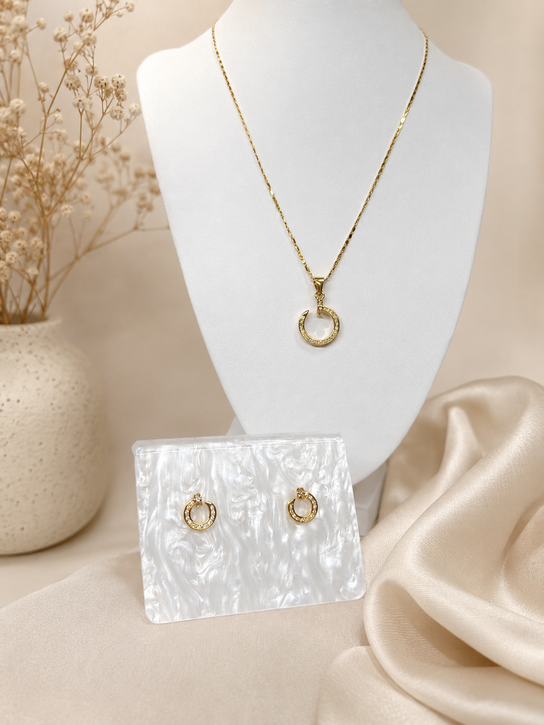 Gold Filled Crescent Moon Jewelry Set