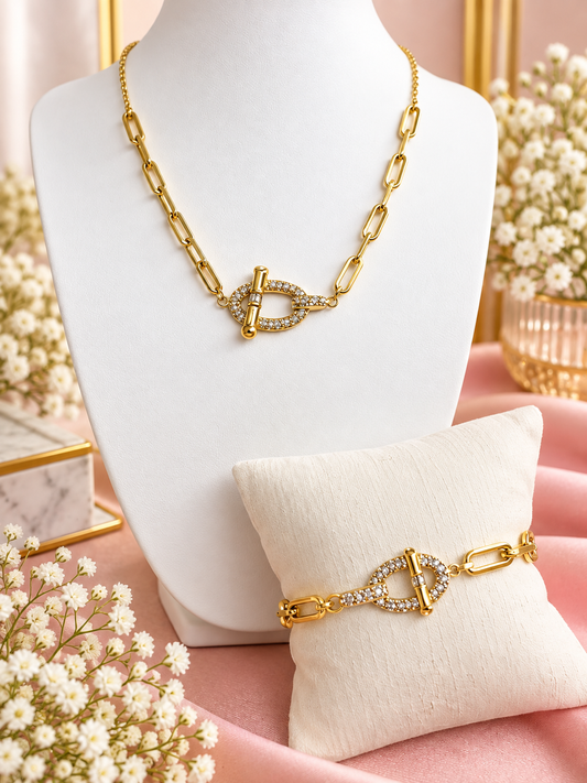 Golden Elegance Crystal Link Set