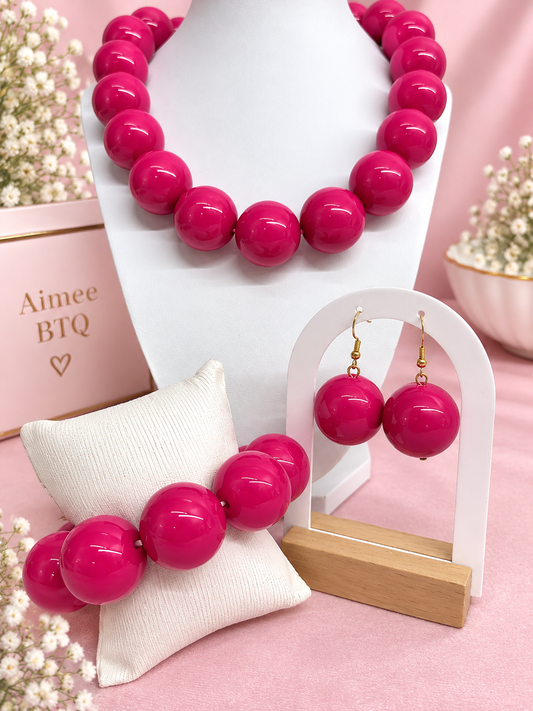 Fuchsia Glam Beaded Set