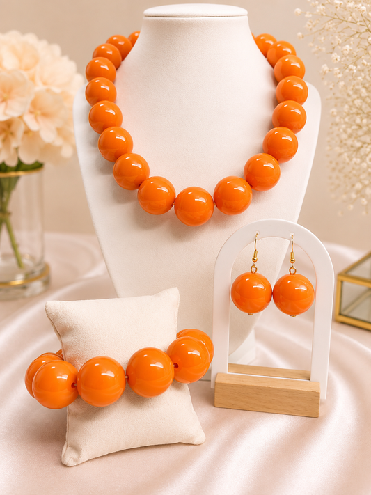Tangerine Bliss Beaded Set