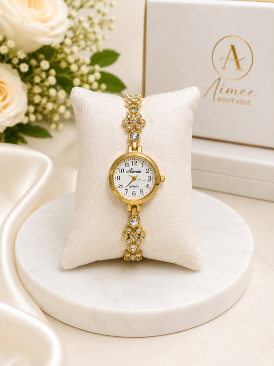 Golden Blossom Crystal Watch