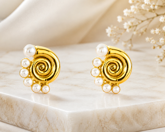 Spiral Pearl Earrings