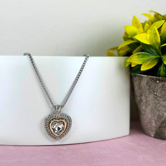 ✨ Vintage Heart Crystal Pendant Necklace