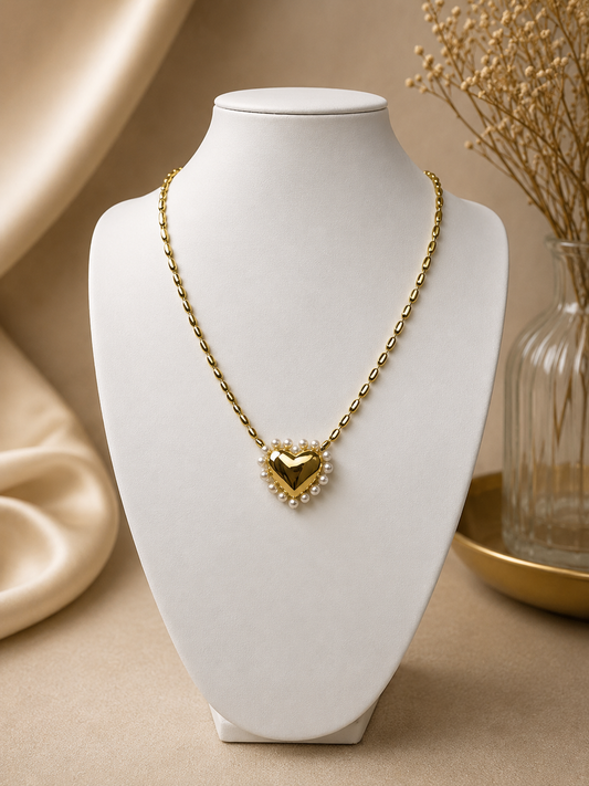 Pearl Heart Gold Filled Necklace ✨🤍