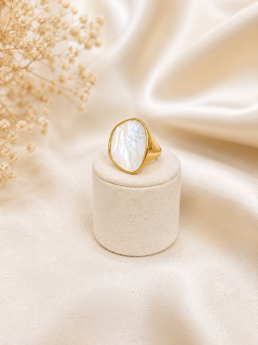 Golden Pearl Adjustable Ring