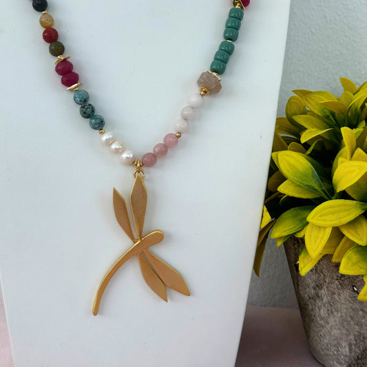 Golden Dragonfly Necklace