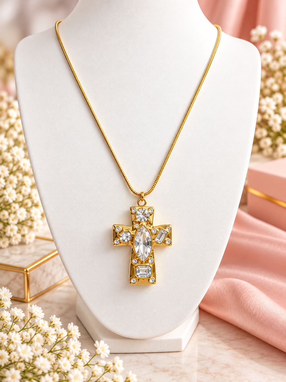 Divine Elegance Crystal Cross Necklace