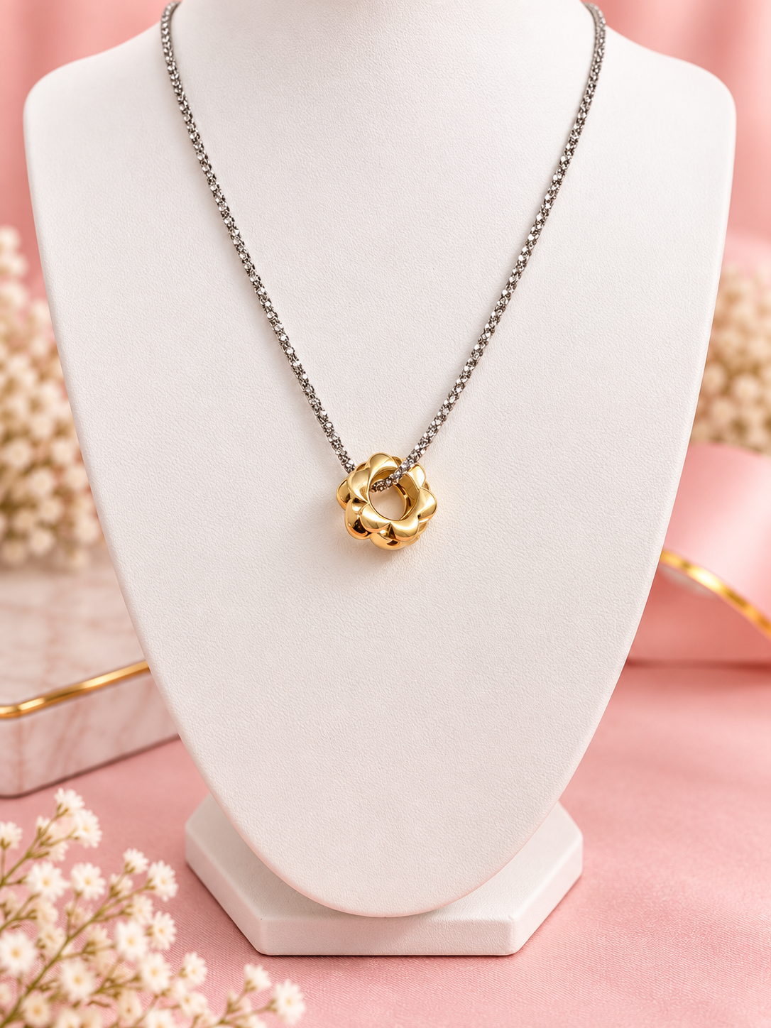 Golden Bloom Two-Tone Necklace