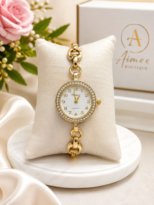 Golden Hearts Crystal Watch