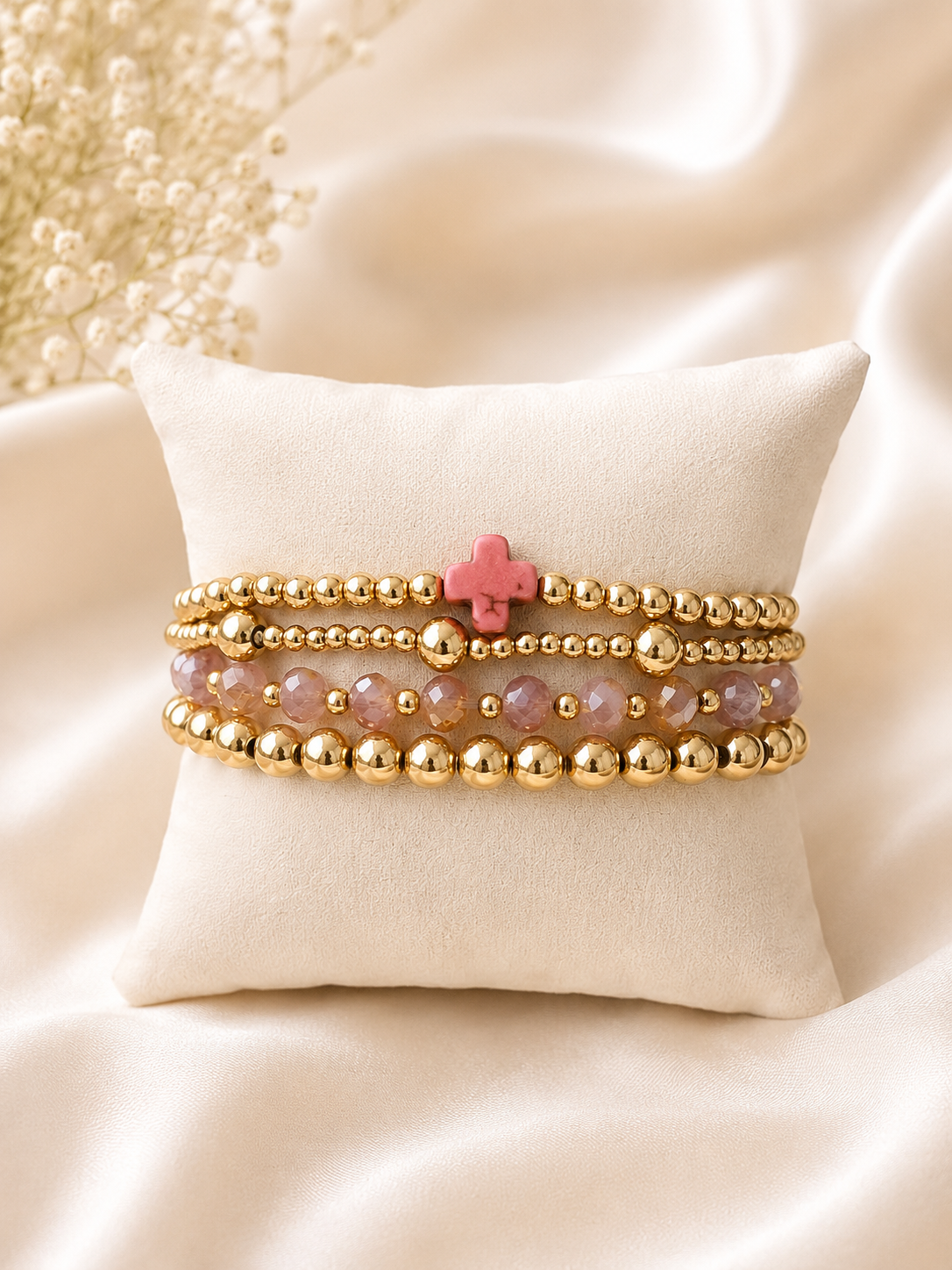 🌸Grace Beaded Bracelet Set – Blush