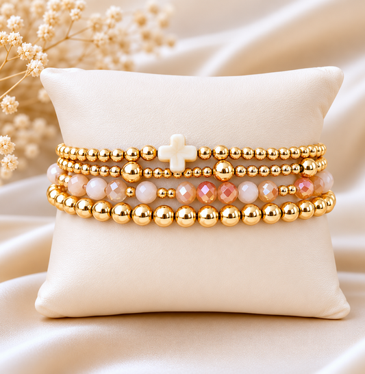 Grace Beaded Bracelet Set  Ivory