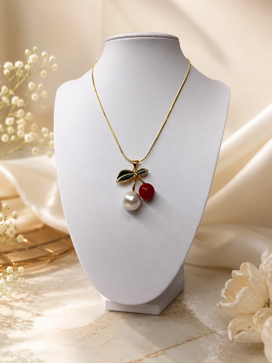 Cherry Pearl Charm Necklace