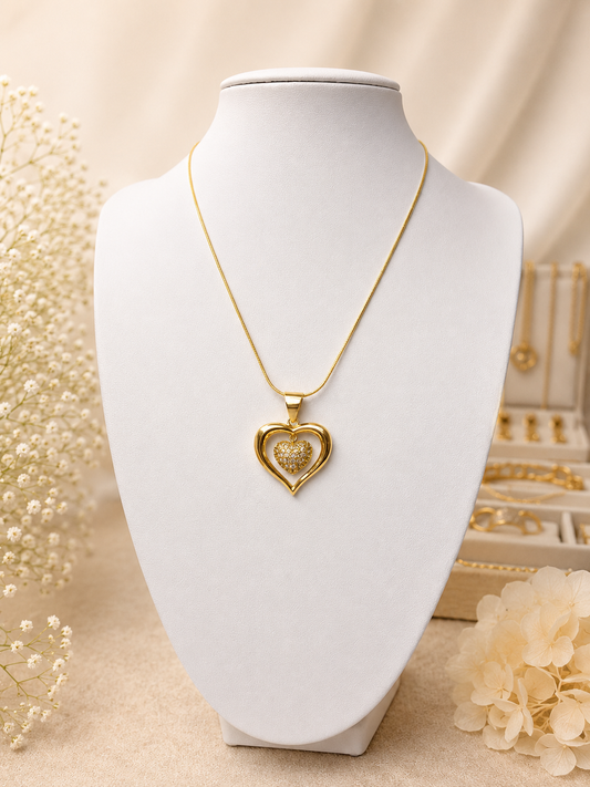 Golden Heart Glow Necklace