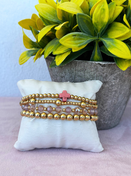 🌸Grace Beaded Bracelet Set – Blush