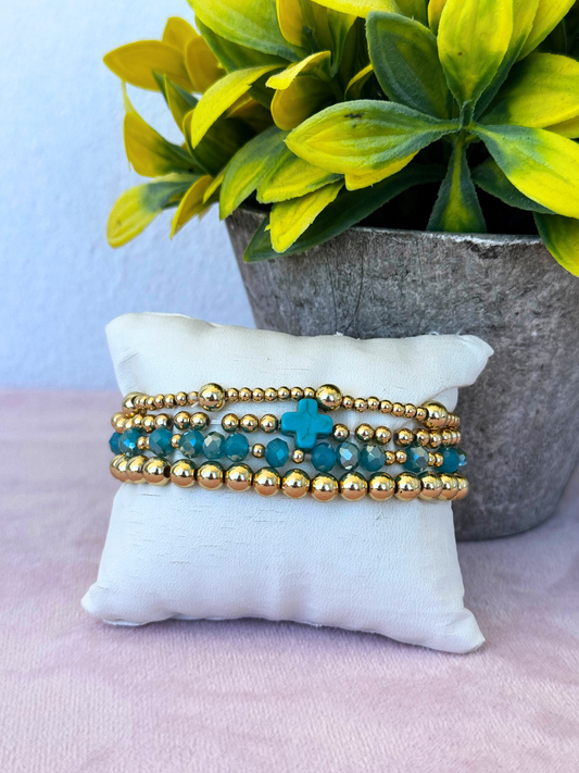 🌿 Grace Beaded Bracelet Set  Teal
