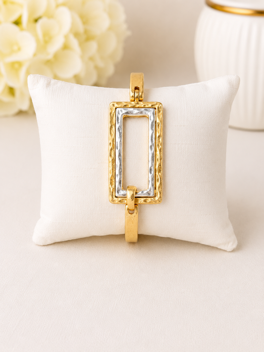 Harmony Link Rhodium Two-Tone Bracelet