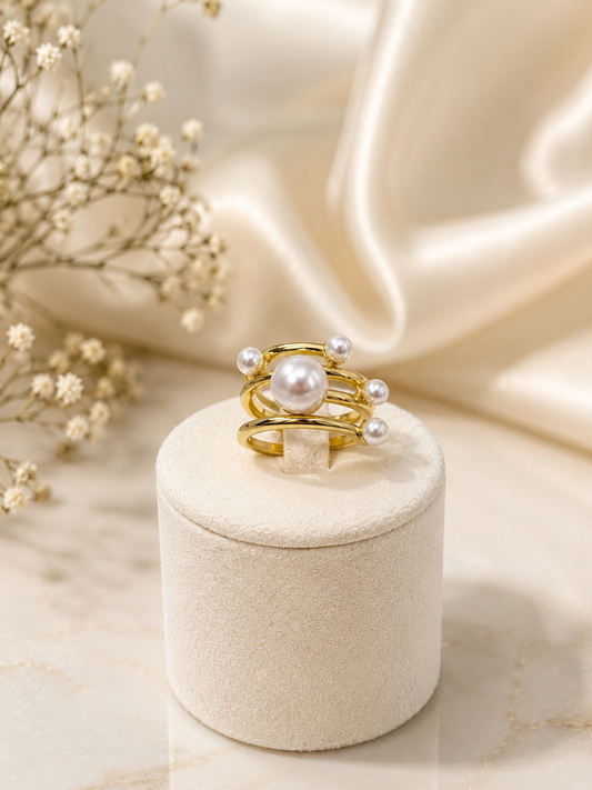 Pearl Bloom Adjustable Ring ✨
