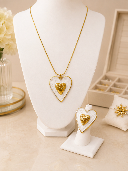 Golden Heart Ivory Jewelry Set