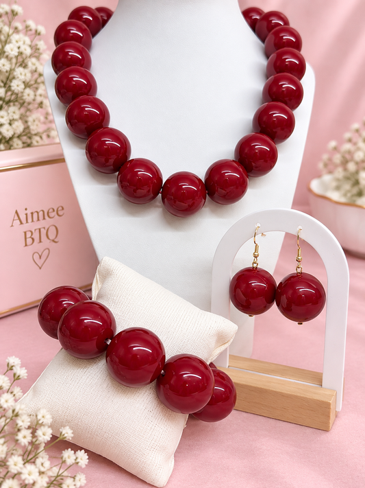 Burgundy Luxe Beaded Set