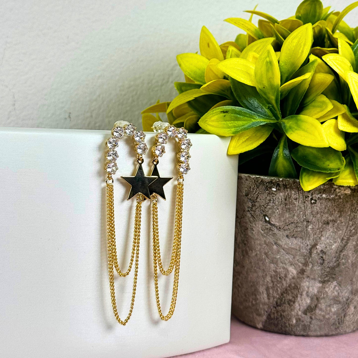 ⭐ Crystal Star Chain Earrings ⭐